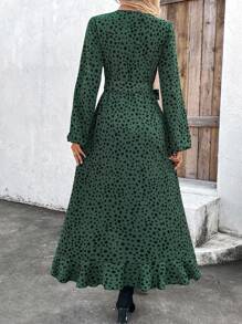 SHEIN Clasi 優雅女士波點圖案連衣裙 - 綠色 - 查看 2