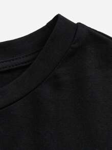 Teenage Girls' Casual Patterned Short Sleeve T-shirt Suitable For Summer - Black - View 5