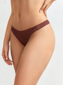 Ocili Leisure Solid Seamless Low Rise Brief Back Side Seams - Coffee Brown - View 4