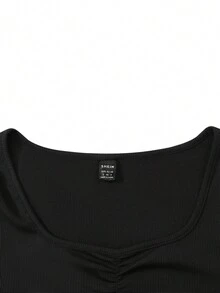 SHEIN LUNE 女士固色肋紋長袖連身衣 - 彩色 - 查看 6