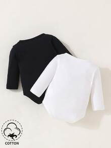 Baby Boys' 2 Packs Long Sleeve Bodysuits - Black and White - View 2