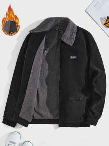 GENTILAND 宽松版型男士黑色翻领冬季大衣 - 黑色 - 查看 1