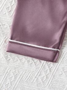 Tween女孩舒適長袖長褲3入組家居服套裝,帶口袋刺繡 - 藕粉色 - 查看 7