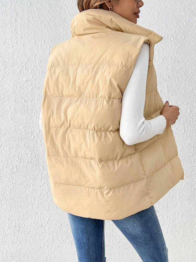 Women's Solid Color Padded Vest Jacket Winter Casual