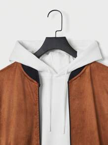 RueChic 1pc Men's Colorblocked Ribbed Trim Zip Up Bomber Jacket