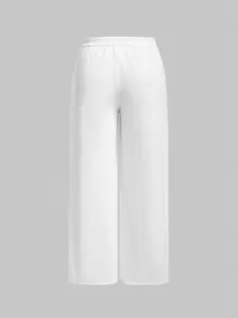 SHEIN MOD Women's Plus Size Solid Color Loose Wide Leg Pants For Casual Wear