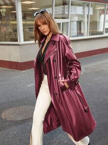 Apperloth A Long Fashion Sexy Wind Resistant Women's Leather Jacket - Red - View 5