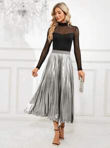 SHEIN Clasi Women's Pleated Knee-length Skirt