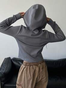 Dazy Star Women's Drawstring Hoodie Sweatshirt - Grey - View 7