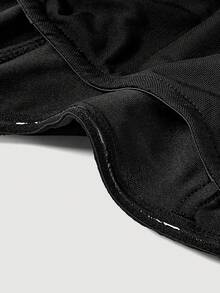 SHEIN MOD Women's Solid Colored Draped Pleated Wrap Top - Black - View 4