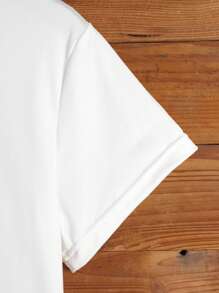 SHEIN LUNE Women's Letter Heart Pattern Short-sleeved T-shirt - White - View 3