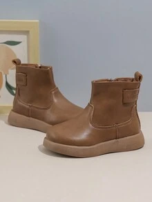 孩子們的休閒皮革冬天靴子適合女孩