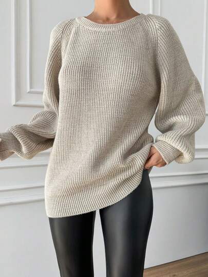 EURMUSE Women's Long Sleeve Sweater With Raglan Sleeve