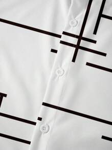 Manfinity Dauomo Men's Pattern Printed Short Sleeve Shirt - White - View 3