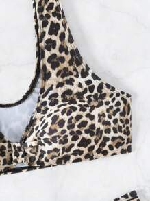 SHEIN Swim Women's Leopard Print Swimwear Set Summer - Multicolor - View 7