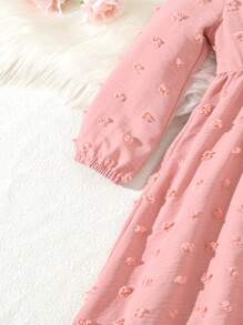 SHEIN 小女孩粉色襯裙燈籠袖裙子 - 粉色 - 查看 5