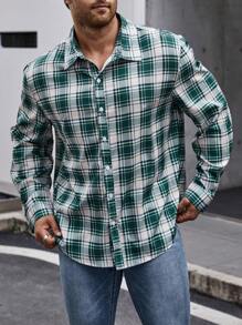 Manfinity Homme Camisa De Cuadros De Talla Grande Para Hombre - Multicolor - Ver 1