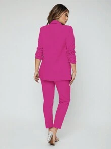 RueChic de cuello esmoquin con parte delantera abierta Pantalones con blazer Traje
