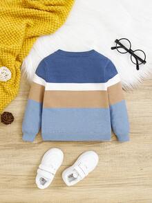 SHEIN 嬰兒男童休閒鬆身圓領多色長袖套頭毛衣 - 彩色 - 查看 6