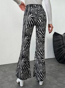 EURMUSE Women's Zebra Print Flare Pants - Multicolor - View 2