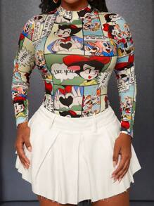 Slaydiva 女士卡通標語印花t恤