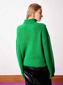 MOTF PREMIUM LACE-UP TURTLENECK SWEATER - Green - View 9