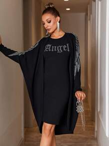 RueChic Women's Two Piece Set With Bead Embellishments - Black - View 5