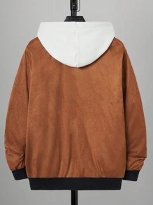 RueChic 1pc Men's Colorblocked Ribbed Trim Zip Up Bomber Jacket