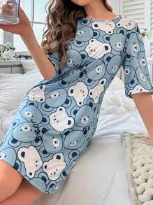 Vestido de pijama con estampado de dibujos animados