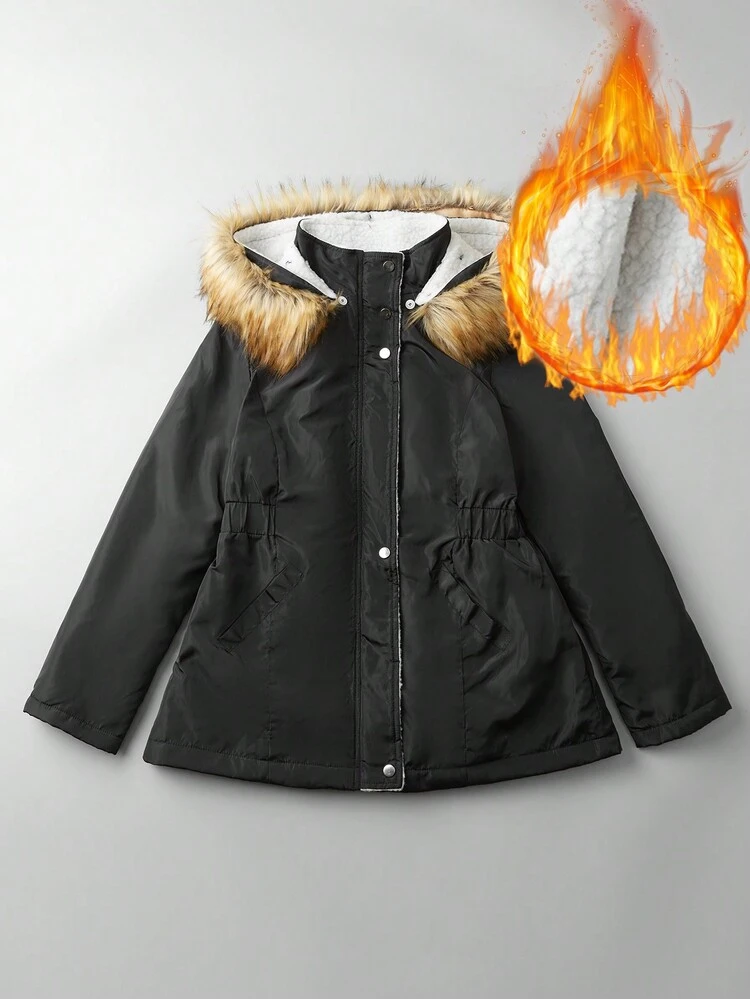 Women'S Splicing Hooded Thickened Padded Padded Coat Clothes Winter