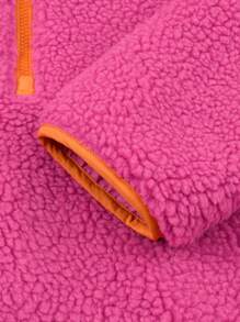 Sudadera De Hombre Con Forro De Borrego Y Media Cremallera Con Interior De Felpa De Cordero - Rosa Fucsia - Ver 5