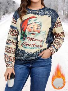 EMERY ROSE Plus Christmas Print Sweatshirt Pullover Fall Sweatshirt - Multicolor - View 1