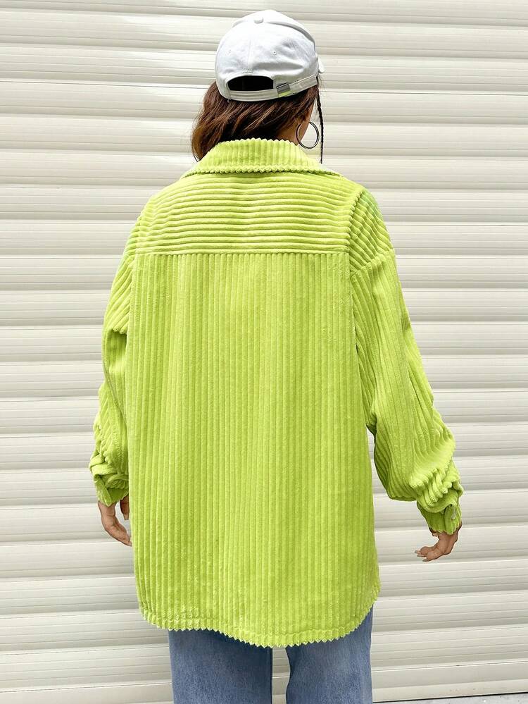 Letter Embroidered Drop Shoulders Long Sleeve Jacket