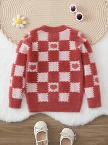 SHEIN 幼兒女童拉鍊領貂絨羊絨衫 - 紅色 - 查看 2