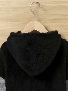 SHEIN Áo nỉ nỉ phối màu thoải mái và năng động dành cho bé trai. - Màu Đỏ Sâu - Xem 3