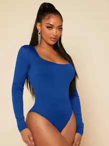 SHEIN SXY 女款長袖方領連身衣 - 寶藍色 - 查看 5