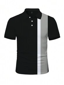 Manfinity Homme Men Color Block Polo Shirt - Black - View 4
