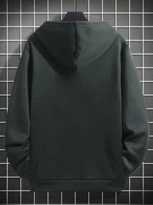 Men's Casual Hoodie With Deer Horn Print, For Fall