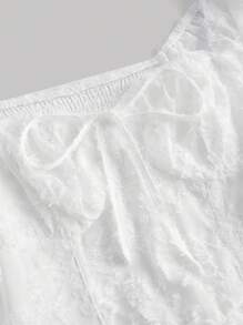 SHEIN MOD Women's Cut-out Ruffled Sleeve Bust Pleated Dress - White - View 3