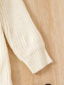 SHEIN Vintaside Kids Em bé Cô gái Thêu Dệt kim Áo liền quần - Màu be - Xem 6