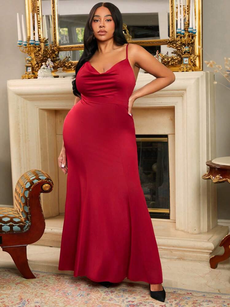 SHEIN SXY Plus Size Sexy Red Zip Back Cami Dress | SHEIN USA