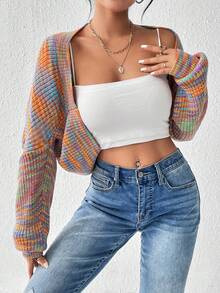 SHEIN Unity 段染落肩袖短款開衫 - 彩色 - 查看 5