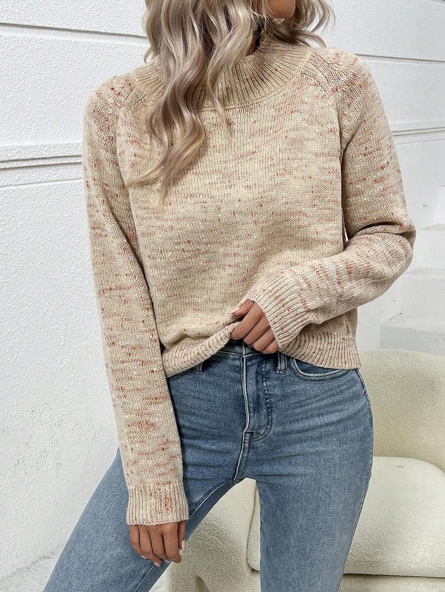 SHEIN Essnce Raglan Sleeve Ladies' Casual Sweater - Khaki - View 1