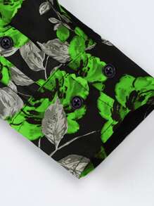 NITAGUT Men's Long Sleeve Shirt With Floral Pattern - Multicolor - View 6