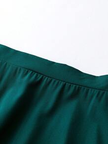 SHEIN LUNE 大尺碼女高腰拼接梭織半身裙