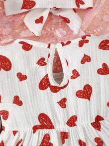 嬰幼兒女童長袖心形印花裙 - 彩色 - 查看 6