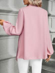 SHEIN Clasi Blusa con mangas farol y bajo asimétrico para mujer - Rosa - Ver 2