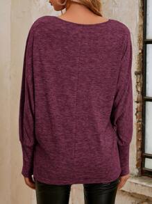 SHEIN Clasi 女士蝙蝠袖t恤 - 中紫紅色 - 查看 2