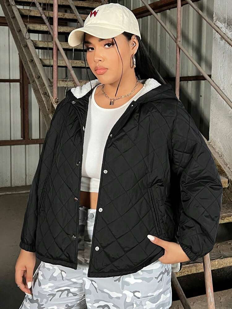 Women'S Plus Size Hooded Padded Coat