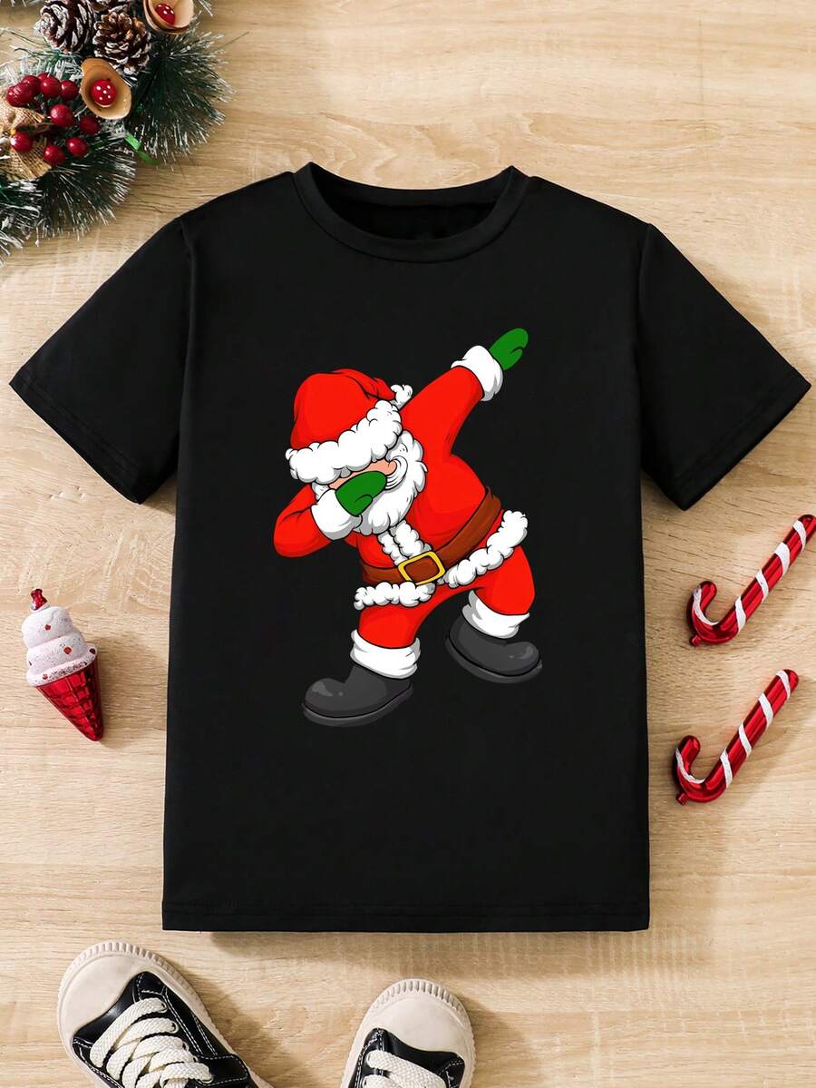 男孩聖誕老人印花 T 卹
